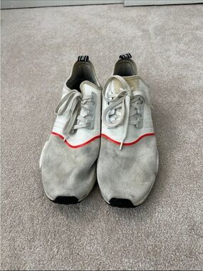 White Adidas NMDs with Red Accent - Men